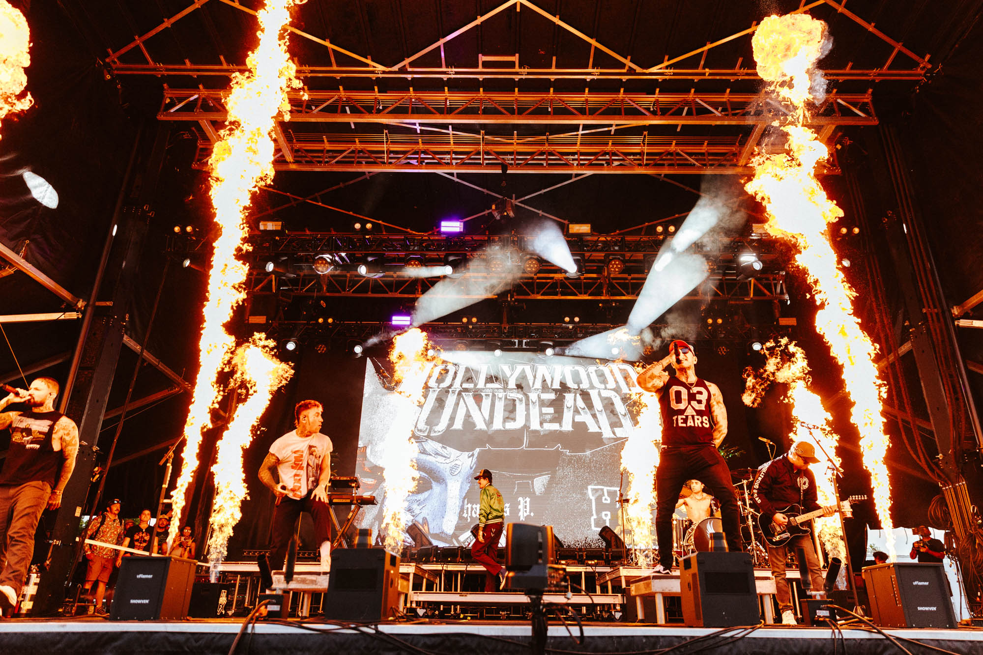 Hollywood Undead performing at Louder Than Life 2025